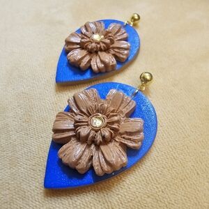 ✨️ Floral Blue & Terracotta Earrings ✨️